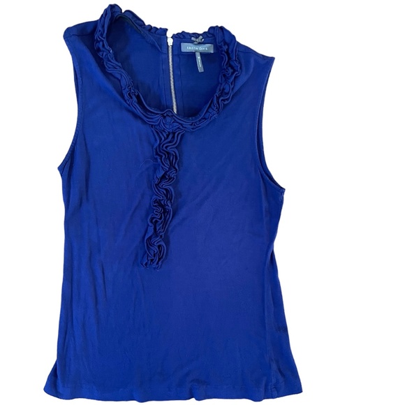 Kristin Davis ruffle front top, size M, purple - Picture 2 of 9